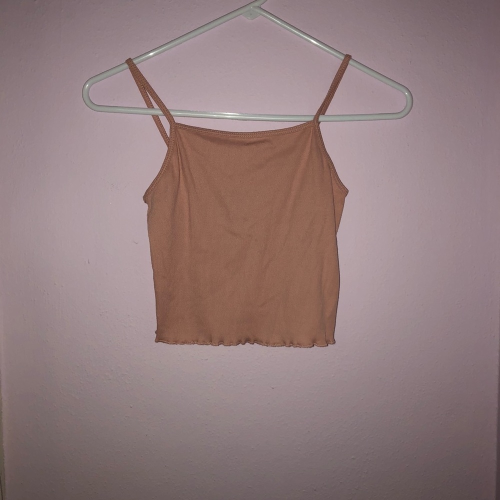 High neck ribbed blush pink crop top!